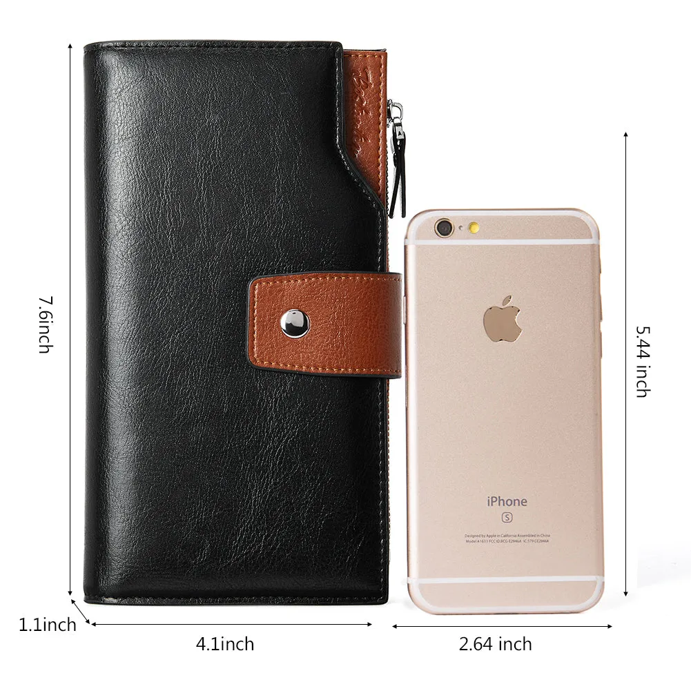 Lnna Genuine Leather RFID Wallets With Checkbooks —  Cash Clutch