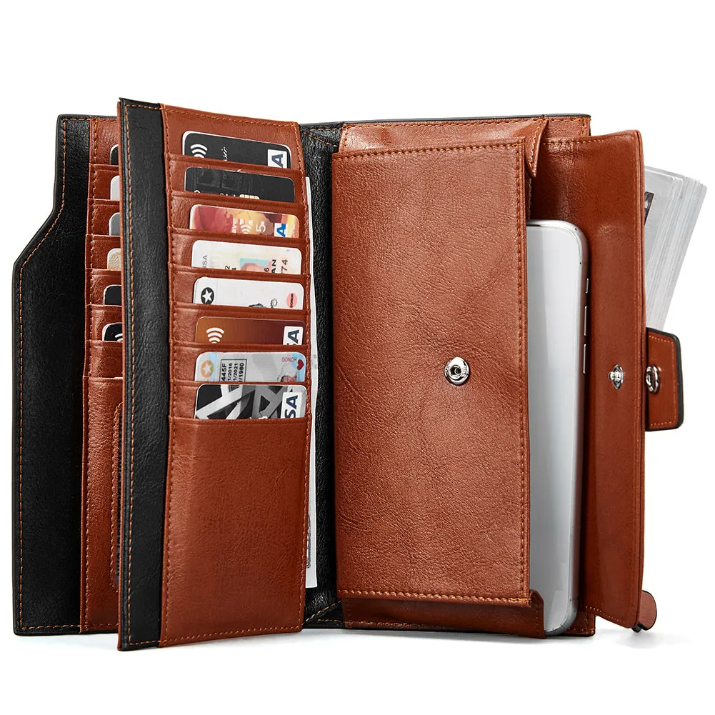 Lnna Genuine Leather RFID Wallets With Checkbooks —  Cash Clutch