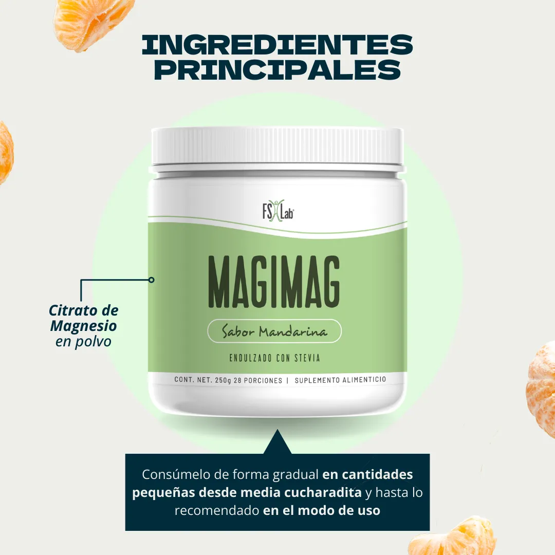 MagiMag sabor mandarina(250g de Citrato de Magnesio en polvo para tomar con agua)