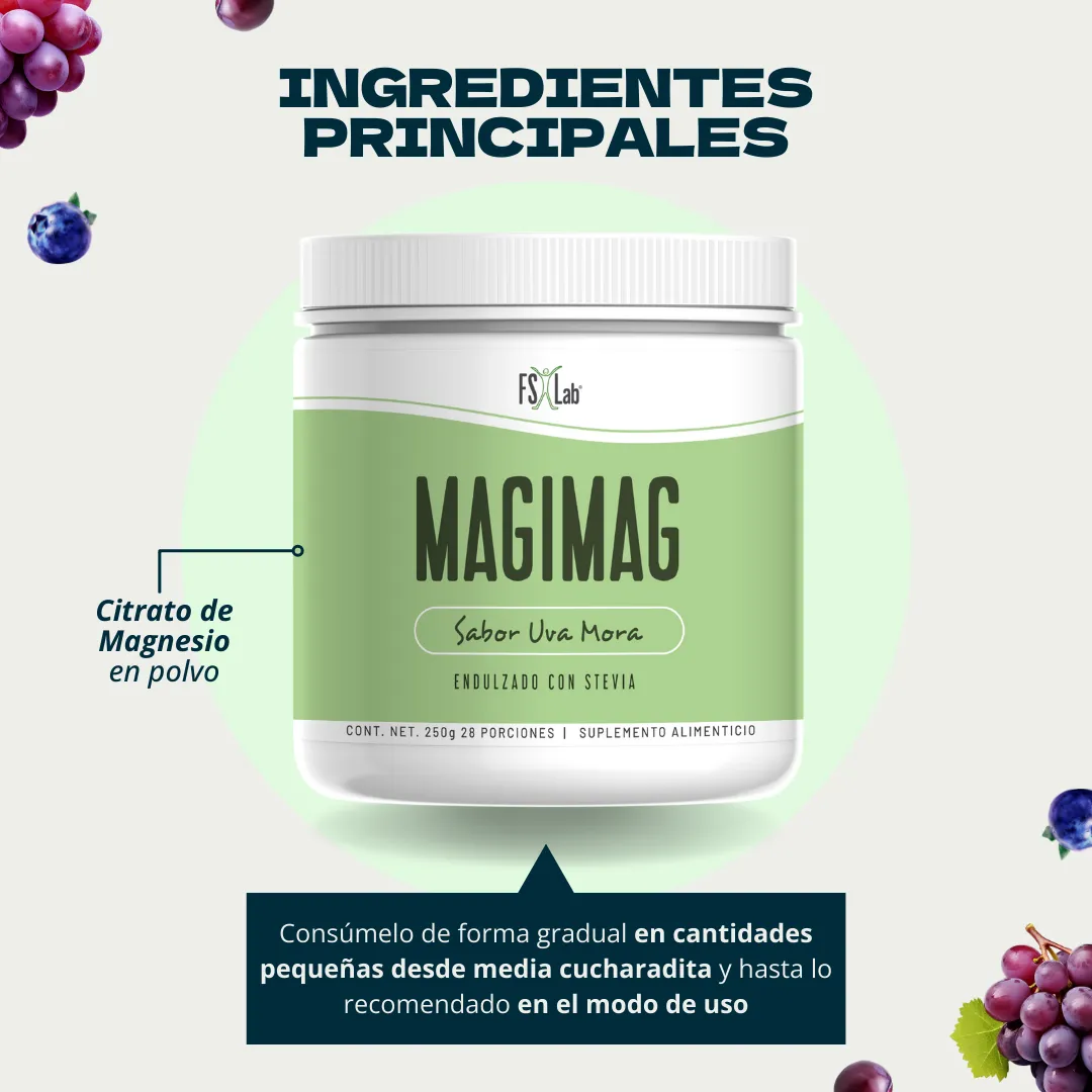 MagiMag sabor uva-mora (250g de Citrato de Magnesio en polvo para tomar con agua)