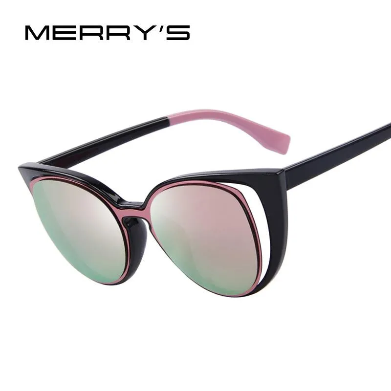 MERRY'S Fashion Cat Eye Sunglasses Women Brand Designer Retro Pierced Female Sun Glasses oculos de sol feminino UV400