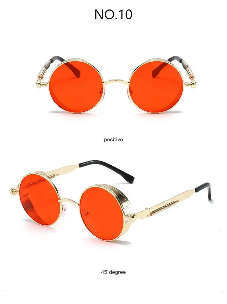 Metal Steampunk Sunglasses Men Women Fashion Round Glasses Brand Designer Vintage Sun Glasses High Quality Oculos de sol 2021