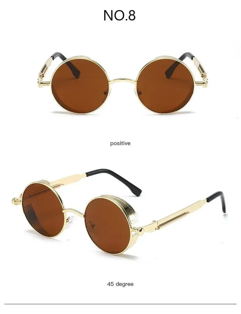 Metal Steampunk Sunglasses Men Women Fashion Round Glasses Brand Designer Vintage Sun Glasses High Quality Oculos de sol 2021