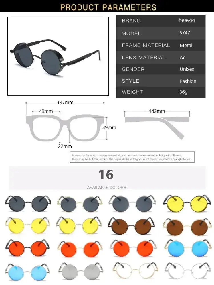 Metal Steampunk Sunglasses Men Women Fashion Round Glasses Brand Designer Vintage Sun Glasses High Quality Oculos de sol 2021