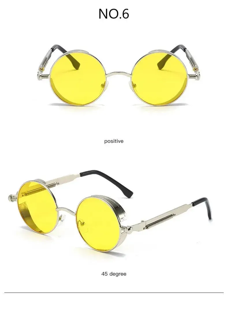 Metal Steampunk Sunglasses Men Women Fashion Round Glasses Brand Designer Vintage Sun Glasses High Quality Oculos de sol 2021