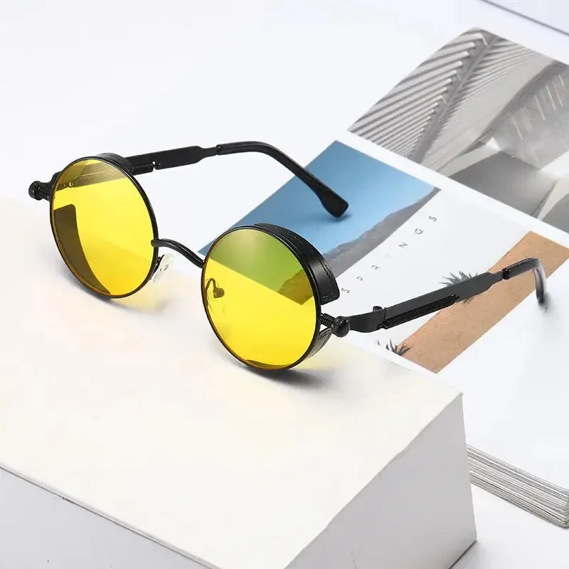 Metal Steampunk Sunglasses Men Women Fashion Round Glasses Brand Designer Vintage Sun Glasses High Quality Oculos de sol 2021