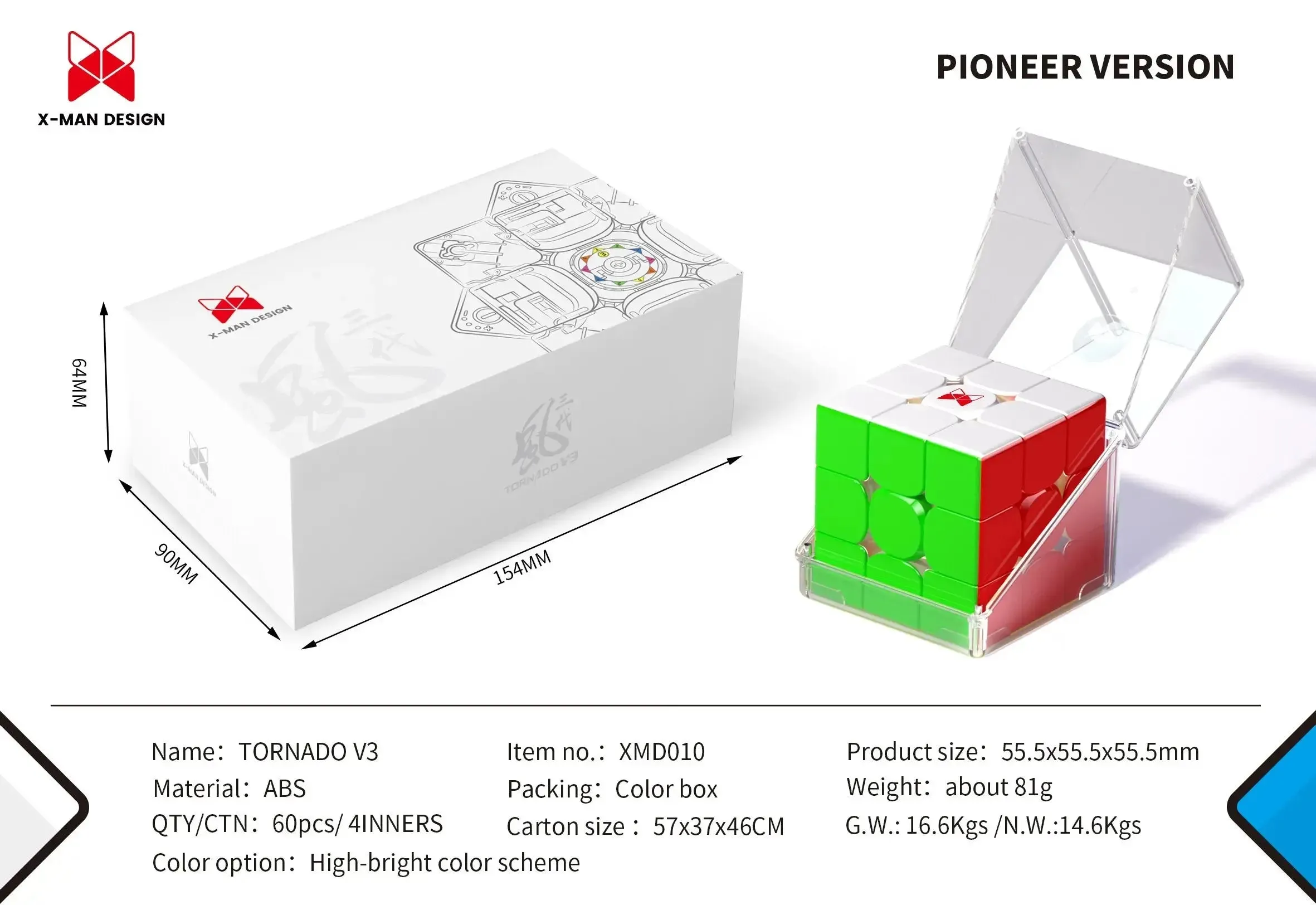 Qiyi X-Man Tornado V3 M Pioneer UV Magnetic Magic Speed Cube Stickerless XMD Tornado V3M Fidget Toys Cubo Magico Puzzle