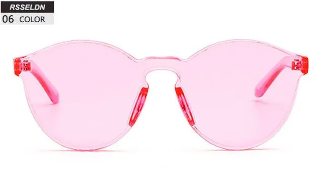 RSSELDN New One Piece Lens Sunglasses Women Transparent Plastic Glasses Men Style Sun Glasses Clear Candy Color Brand Designer