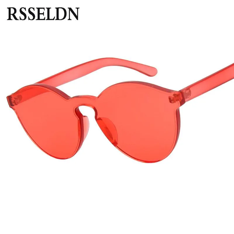 RSSELDN New One Piece Lens Sunglasses Women Transparent Plastic Glasses Men Style Sun Glasses Clear Candy Color Brand Designer