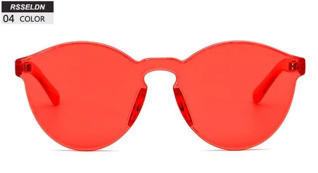 RSSELDN New One Piece Lens Sunglasses Women Transparent Plastic Glasses Men Style Sun Glasses Clear Candy Color Brand Designer