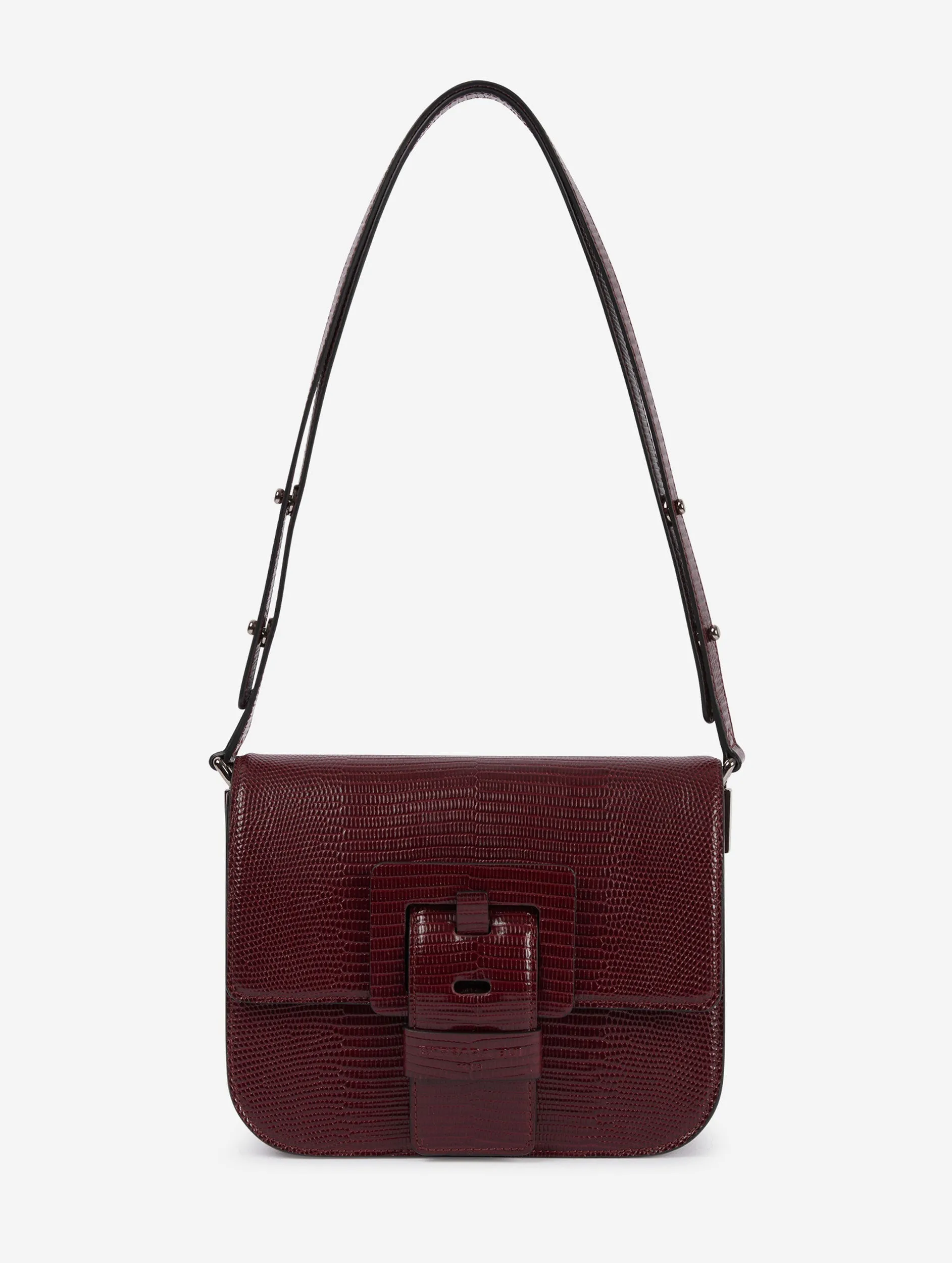 Sac "Touch Me" en cuir gaufré lézard bordeaux