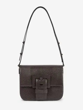 Sac "Touch Me" en cuir gaufré lézard gris