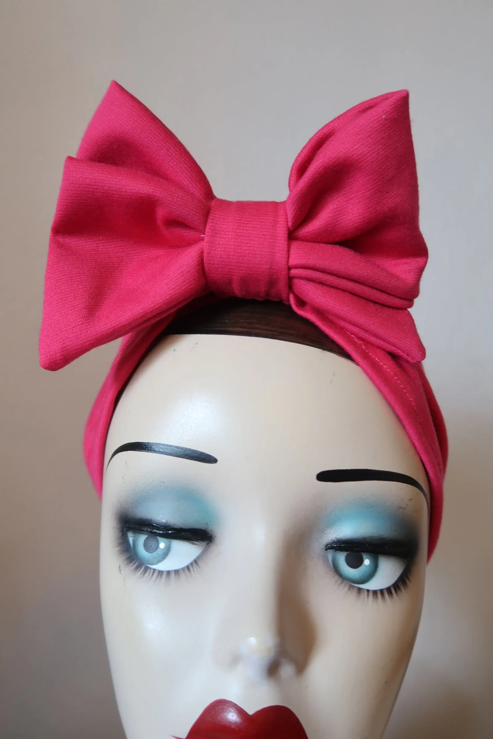 SALE ITEM: BOW KNOT Hot Pink (Full Coverage) 1940s Style Pre-tied Turban