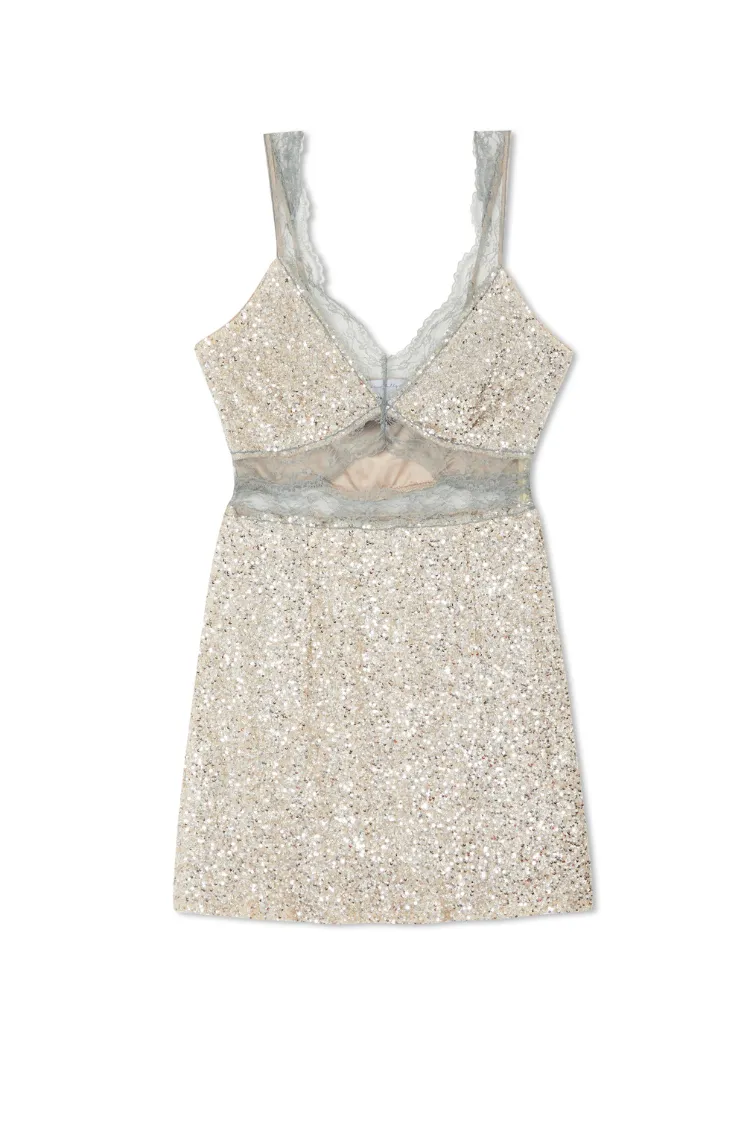 Silver Sequin Mini Mimi Dress