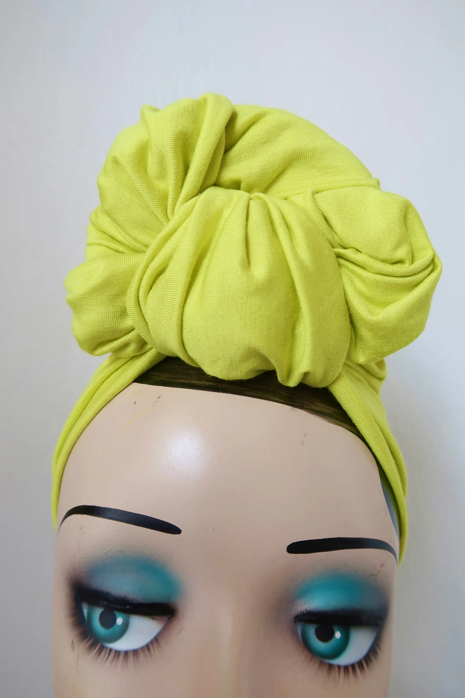 SLOUCHY KNOT Chartreuse (Full Coverage) 1940s Style Pre-tied Turban🎃