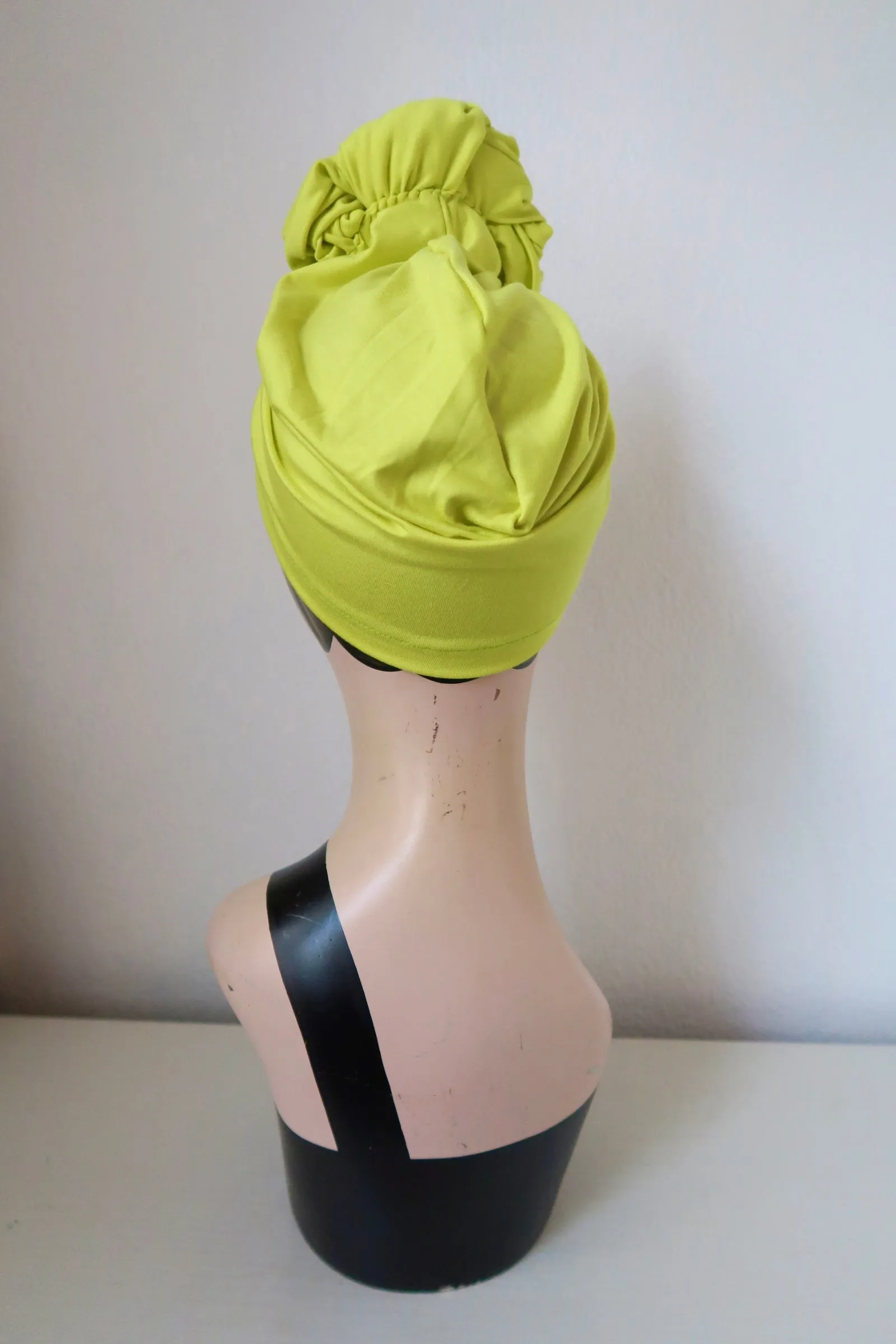 SLOUCHY KNOT Chartreuse (Full Coverage) 1940s Style Pre-tied Turban🎃