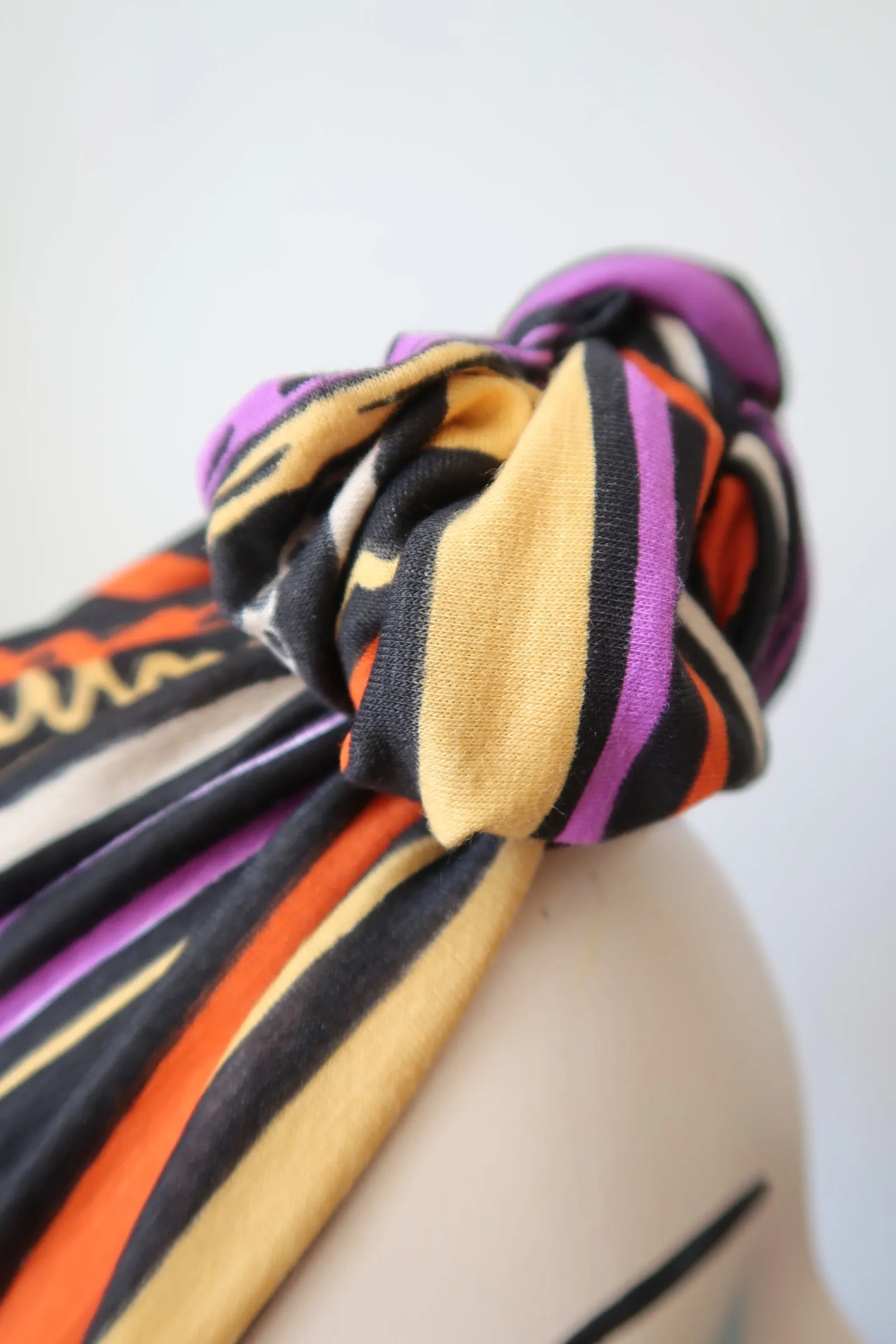 SMALL KNOT Bright Stripes (Full Coverage) 1940s Style Pre-tied Turban